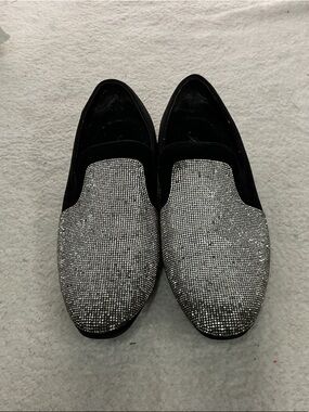 Amalfi Black Loafers with Silver Crystal Toe